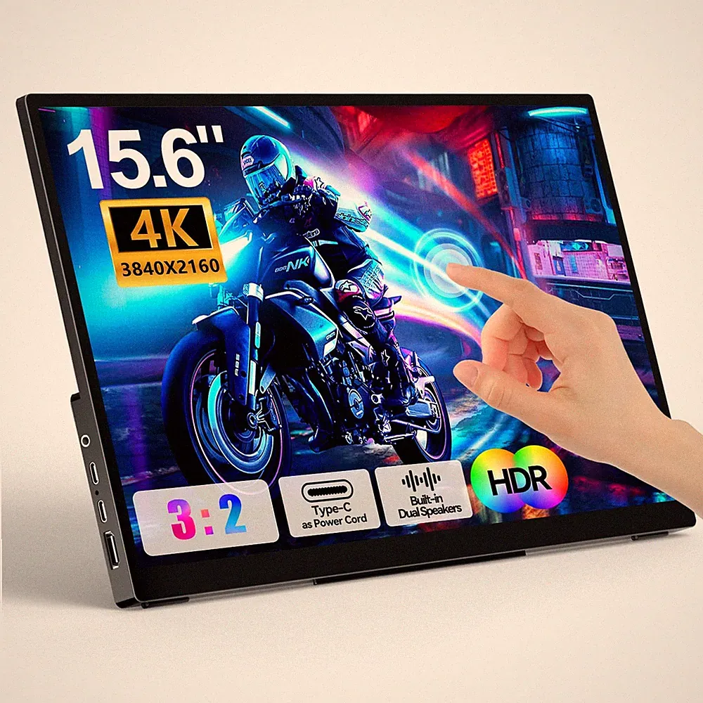 WCKUN 4K Portable Touch Monitor, 15.6" inch 3840 * 2160 UHD w/USBC HDMI Lapto...