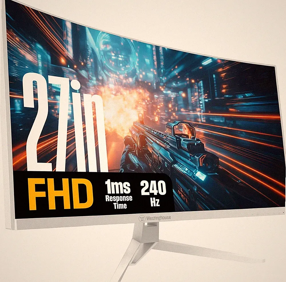Westinghouse 27 Inch Curved Gaming Monitor, 240Hz, 1Ms, 4000:1 Contrast Ratio, 1