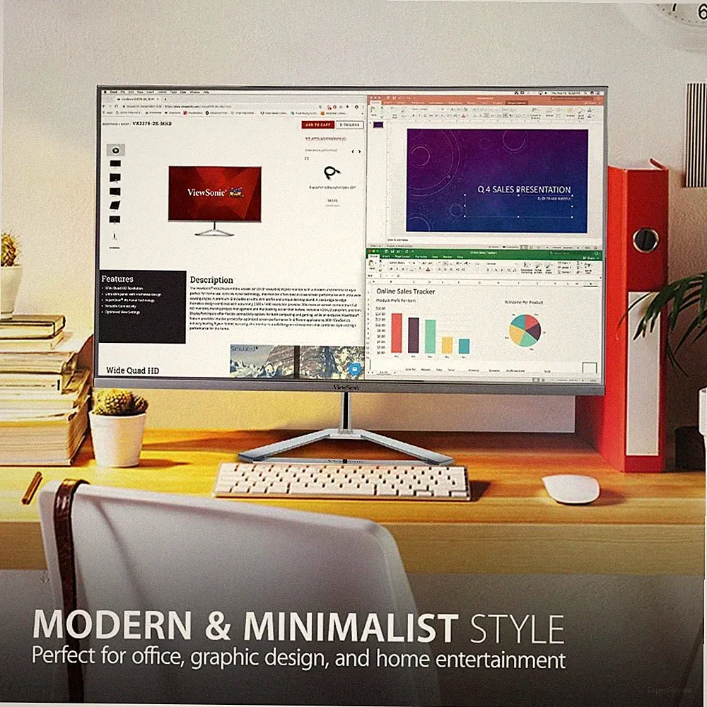 Widescreen Monitor 32", 1440p QHD, Ultra-Thin Bezels