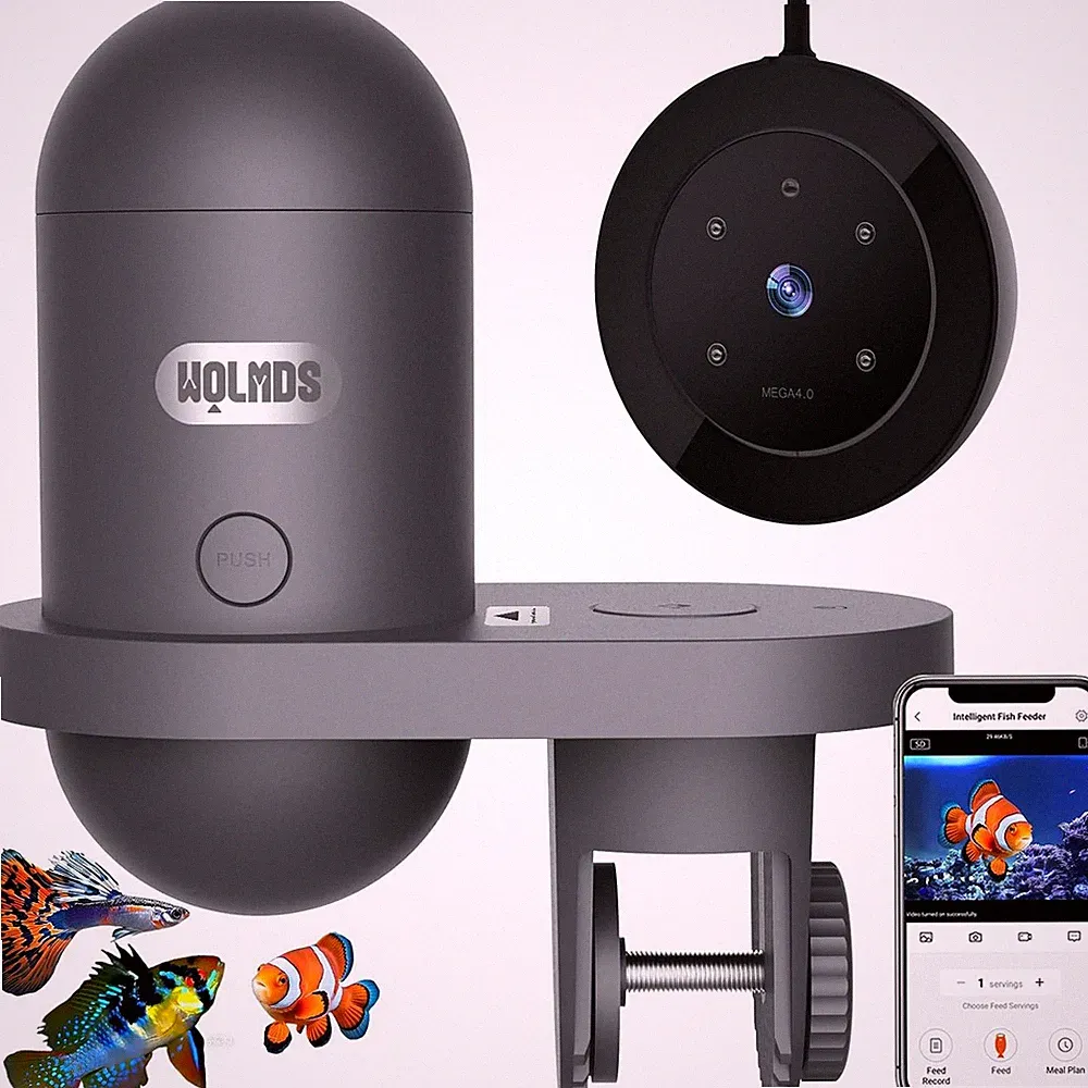 Wifi Automatic Fish Feeder with 2.5K Camera, 2.4/5G Smart App Remote Contro & Va