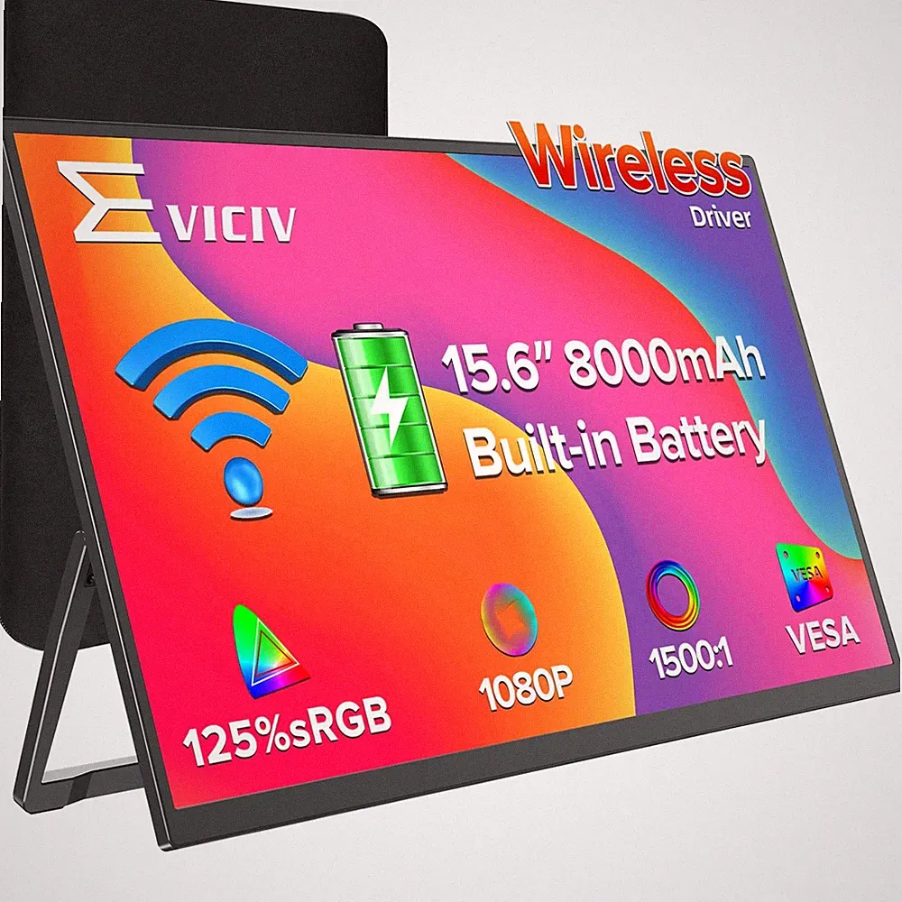 Wireless Portable Monitor with 8000mAh Battery, 15.6" Wireless Monitor, AirPl...