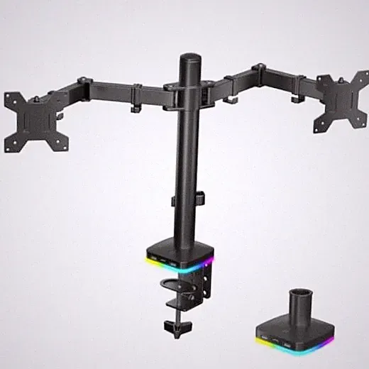 with USB Hub, Desk Mount for 13-27" Monitors RGB Dual Monitor Arm
