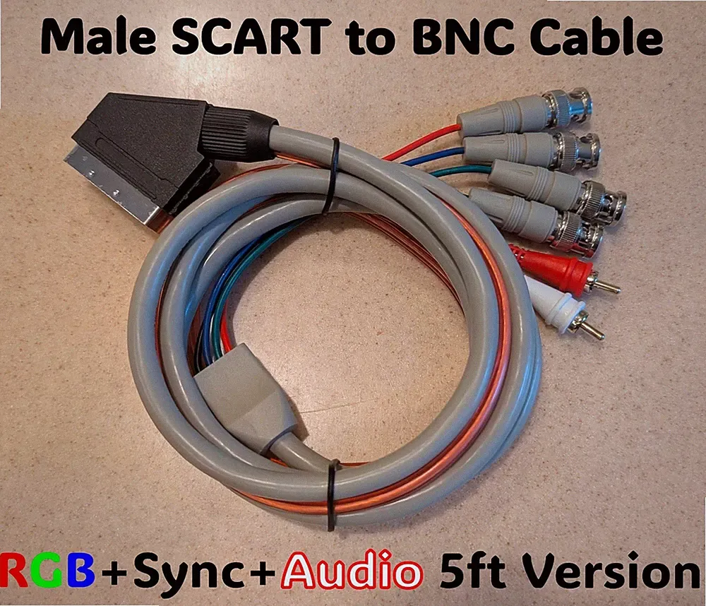 WOOKIEEWIN Male RGB SCART to 4 BNC + Audio Cable Sony PVM BVM * 5FT VERSION *