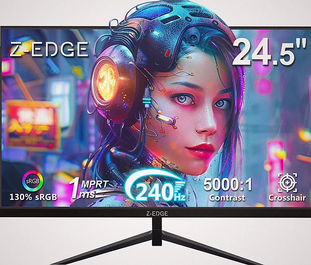Z-Edge 24.5" FHD 240Hz Gaming Monitor, 1ms MPRT, 5000:1 Contrast, Frameless