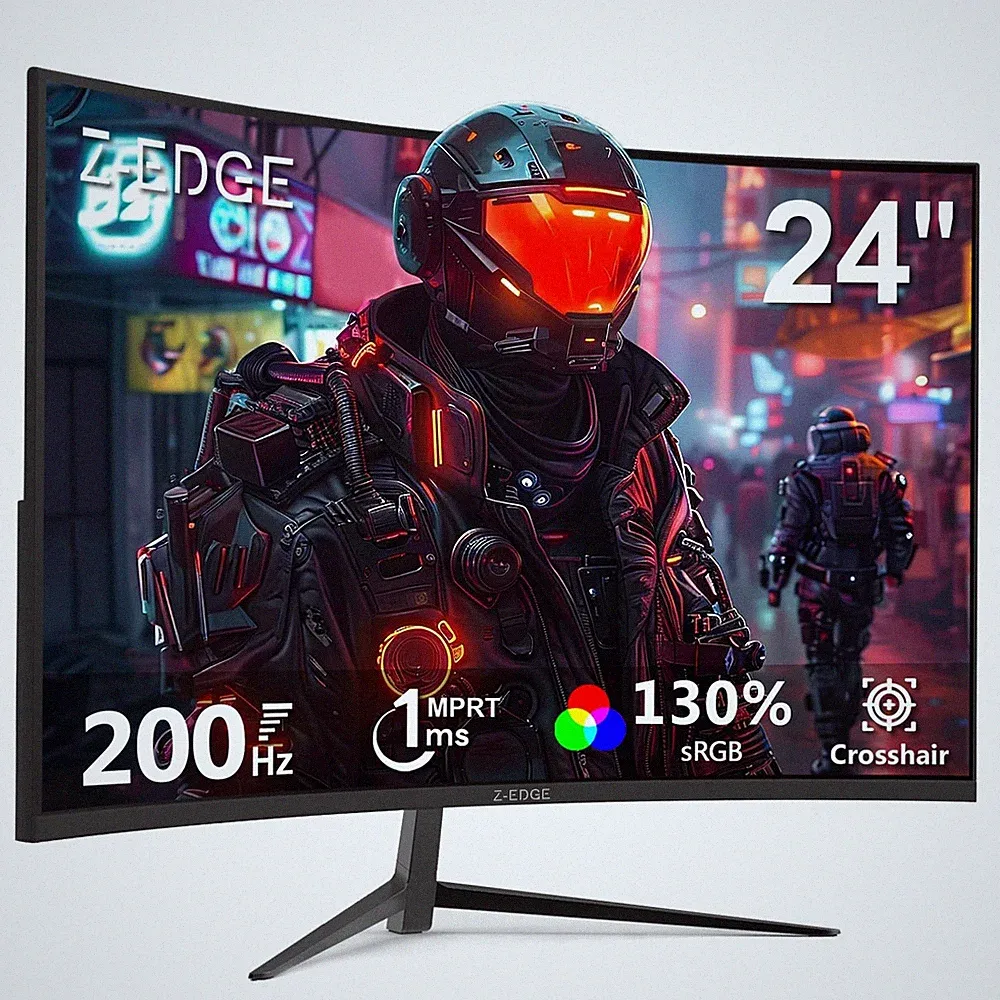 Z-Edge 24 inch Curved Gaming Monitor, 200Hz 165Hz, 144Hz FHD 1080P 23.998
