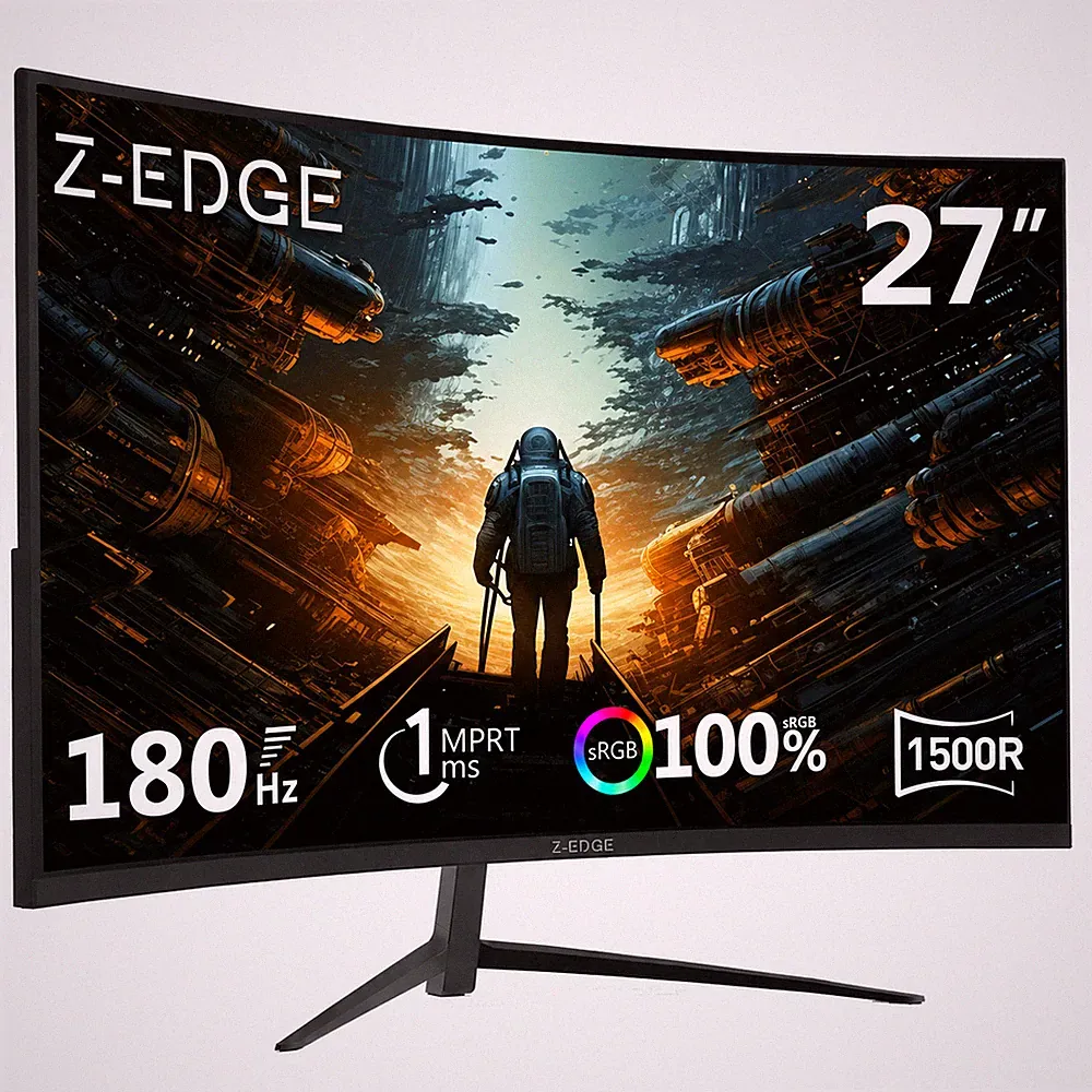 Z-EDGE 27" 1080P 180Hz 1ms Curved Gaming Monitor, FreeSync, HDMI 2.1, DP 1.4