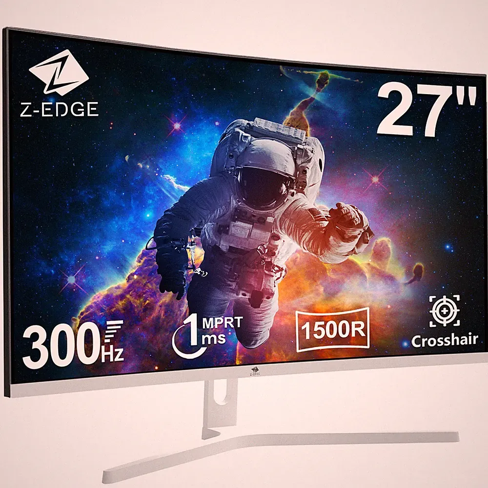 Z-EDGE 27" 1080P 300Hz 1ms 1500R Curved Gaming Monitor, HDMI 2.0 + DP 1.4, HDR10