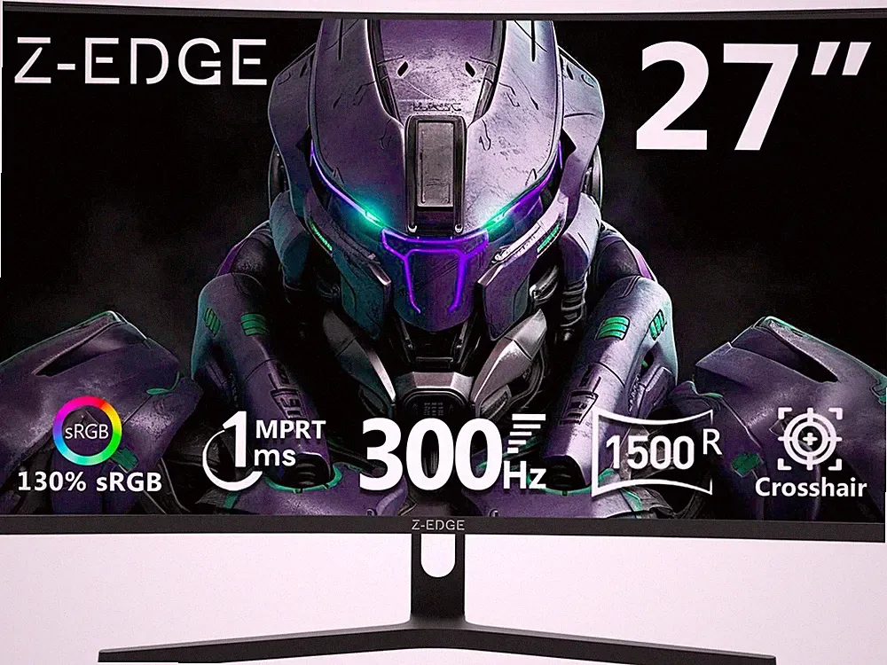Z-EDGE 27" 1080P 300Hz 1ms Curved Gaming Monitor, FreeSync, HDMI x2, DP x2