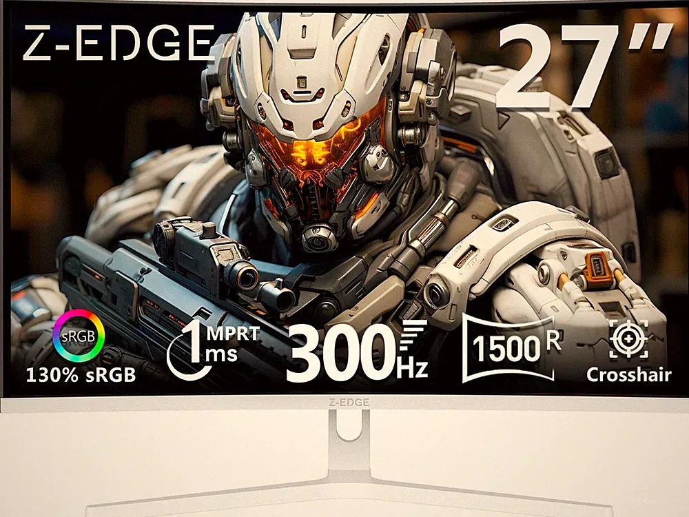 Z-EDGE 27" 1080P 300Hz 1ms Ultra-Slim Bezel Curved Gaming Monitor - Black/White
