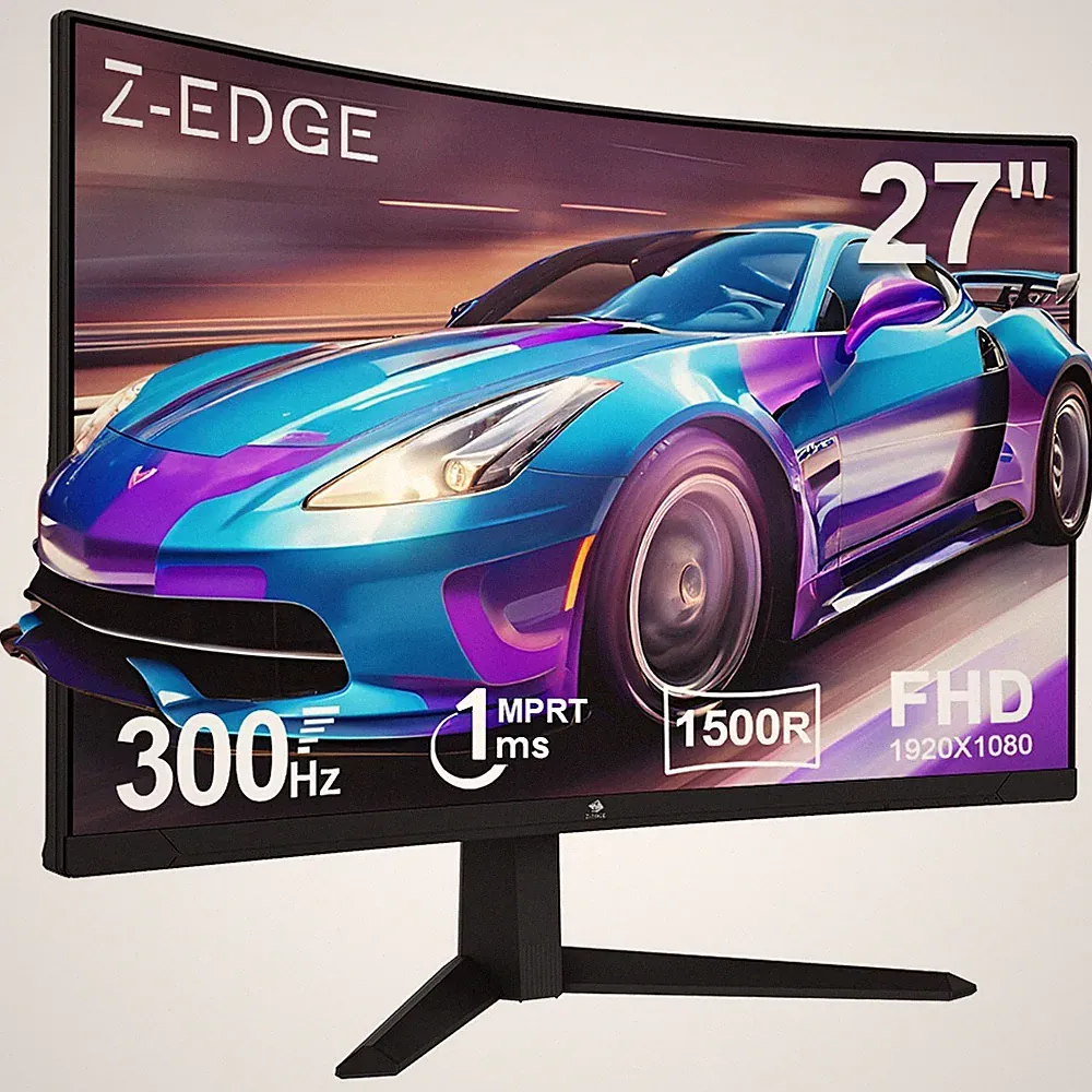 Z-EDGE 27" 1080P FHD 300 Hz 1 ms Curved Gaming Monitor, FreeSync, HDMI x2, DP x2