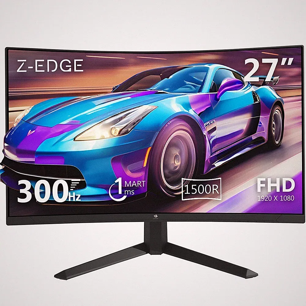 Z-EDGE 27" 1080P FHD 300Hz 1ms Curved Gaming Monitor, HDMI x 2, DP x 2