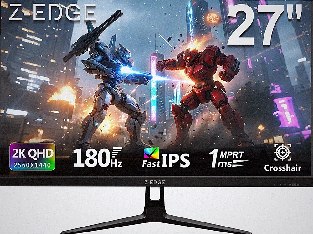 Z-EDGE 27" 2K 2560x1440 180Hz 1ms FreeSync HDMI DP Flat Panel IPS Gaming Monitor