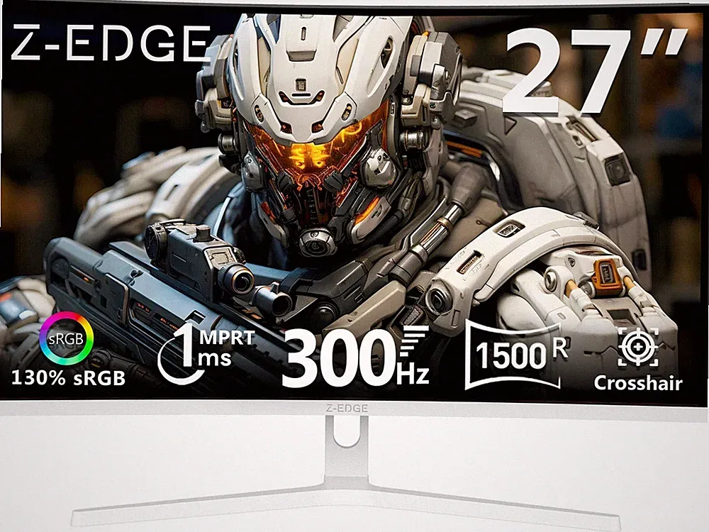 Z-EDGE 27" FHD 300Hz 1ms Ultra Thin Frame Curved Gaming Monitor, 2x HDMI, 2x DP