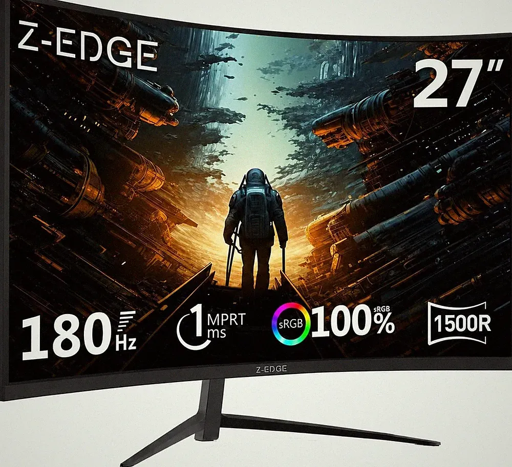 Z-Edge 27 Inch Curved Gaming Monitor, 1080P, 180Hz/144Hz Computer Screen