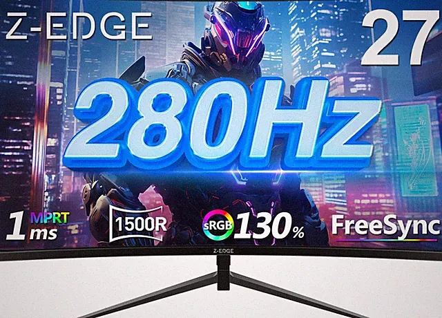 Z-Edge 27 Inch Curved Gaming Monitor, FHD 1080P 240Hz 280Hz Curved 1500R Compute