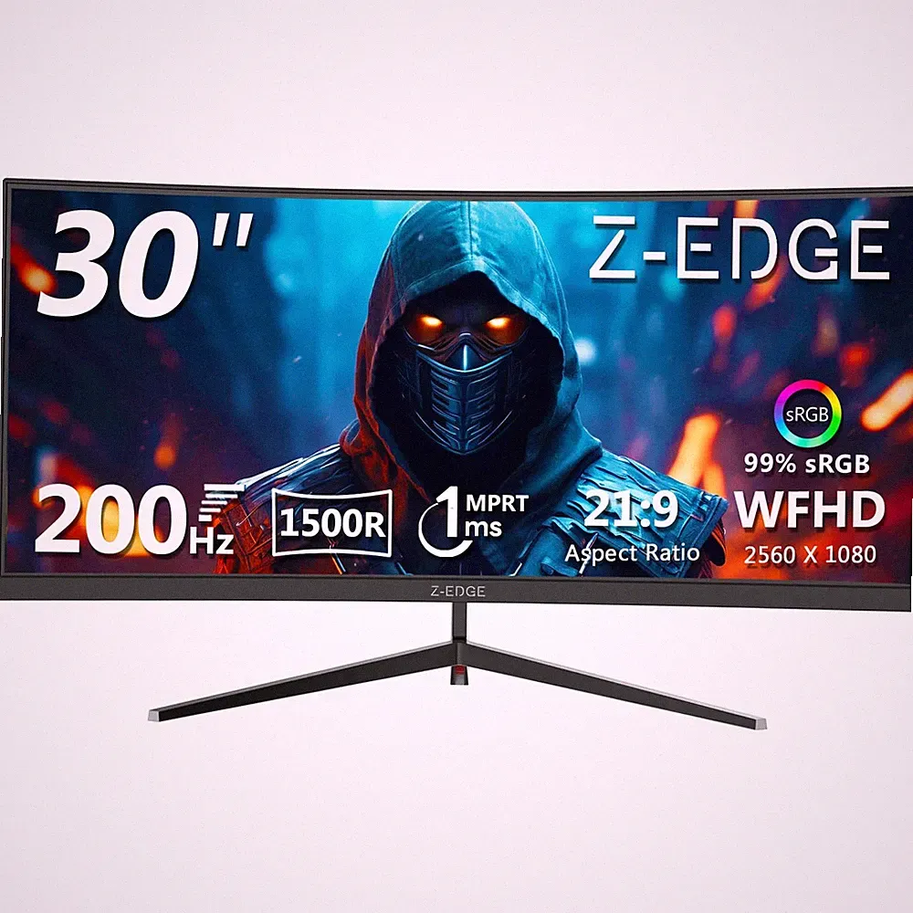Z-Edge 30-inch Curved Gaming Monitor, 200Hz Refresh Rate, 21:9 2560x1080 Ultra W