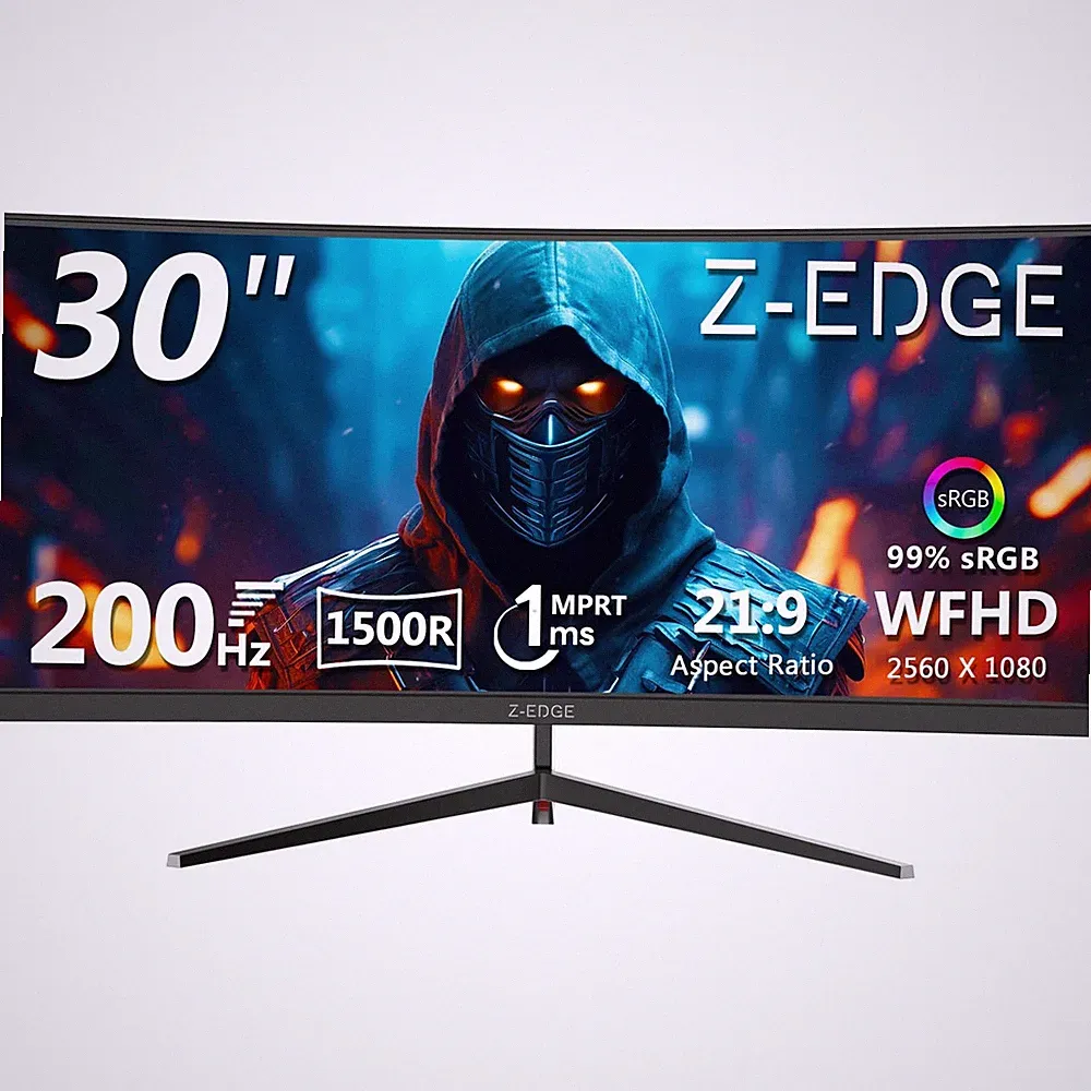 Z-Edge 30-inch Curved Gaming Monitor, 200Hz Refresh Rate, 21:9 2560x1080 Ultra W