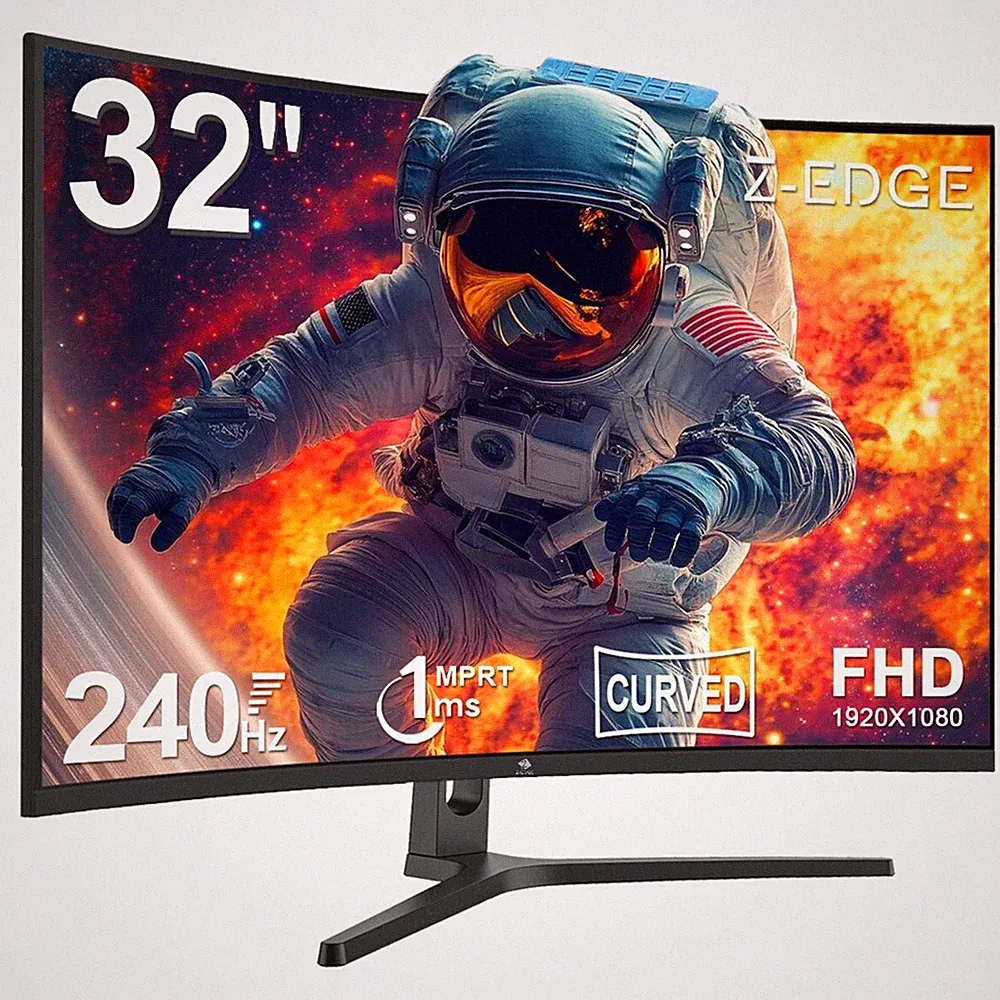 Z-EDGE 32" 1080P FHD 240Hz 1ms Curved Gaming Monitor, FreeSync, 2x HDMI + 1x DP