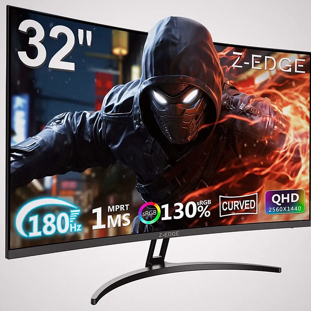 Z-EDGE 32" 2K QHD 2560x1440 180Hz (DP) 144Hz (HDMI) 1ms Curved Gaming Monitor