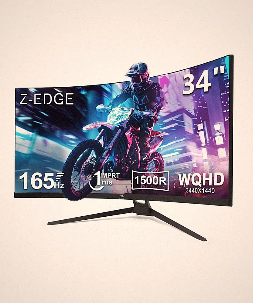 Z-Edge 34" Curved Gaming Monitor, WQHD 1440P 165Hz 144Hz PC Monitor, MPRT 1ms...