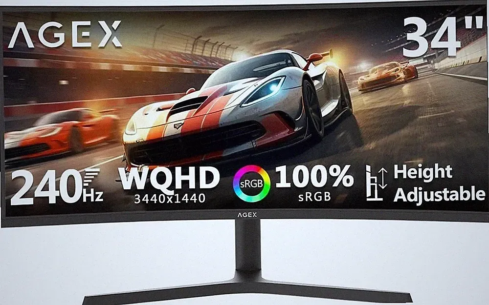 Z-Edge 34" Curved Gaming Monitor, WQHD 1440P 240Hz 165Hz Computer Monitor, MPRT