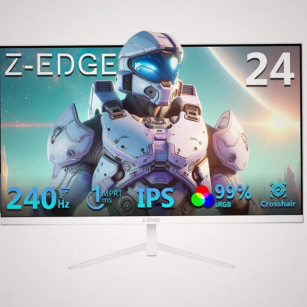 Z-EDGE UG24PJ (White) 24" 1080P Full HD 240Hz 1ms IPS Gaming Monitor, 99% sRGB