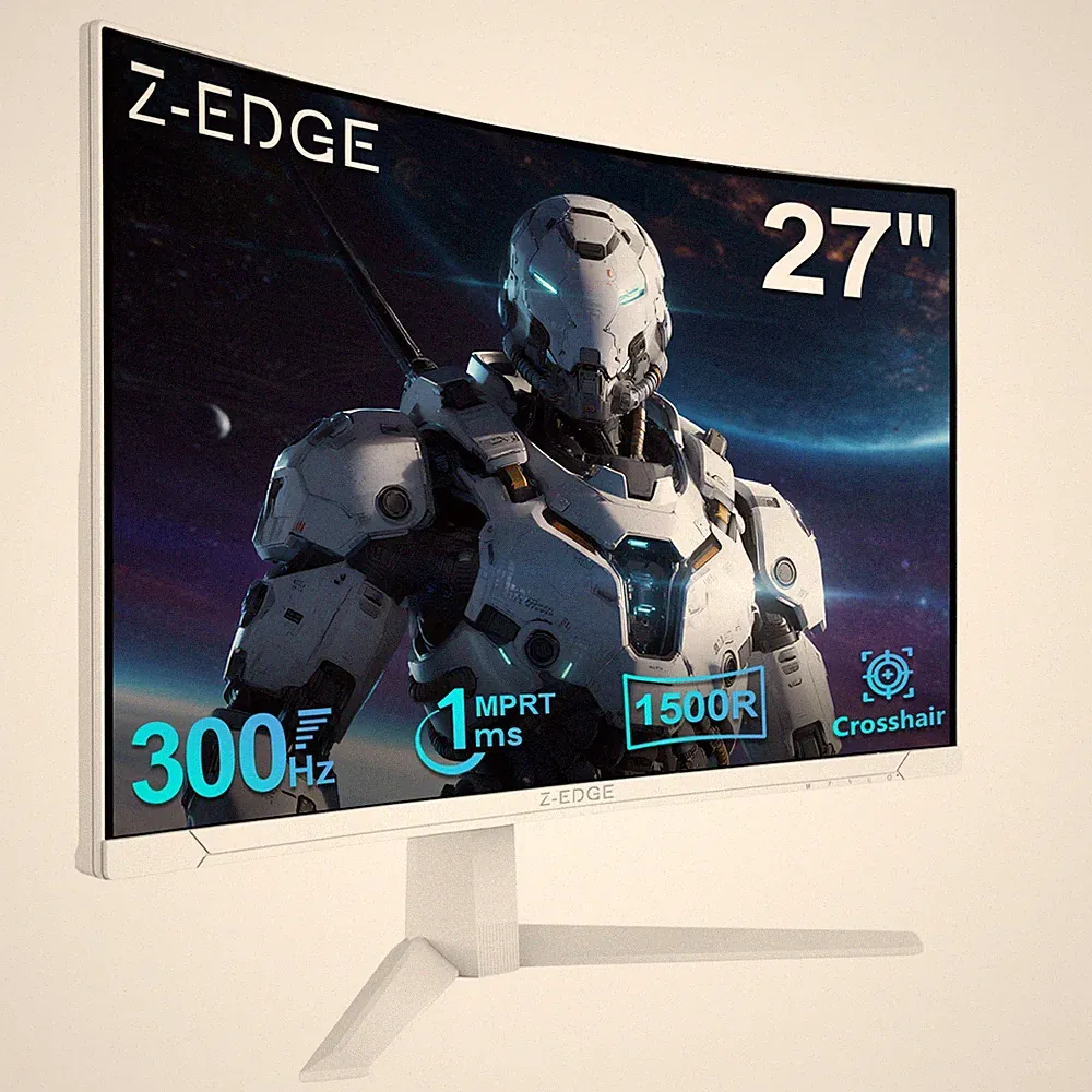 Z-EDGE UG27S-White 27" 1080P FHD 1920x1080 300Hz 1ms 1500R Curved Gaming Monitor
