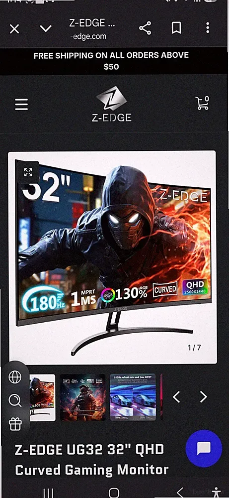 Z-EDGE UG32 32" Curved QHD 2560x1440 VA LED 180Hz 1ms HDMI/DP