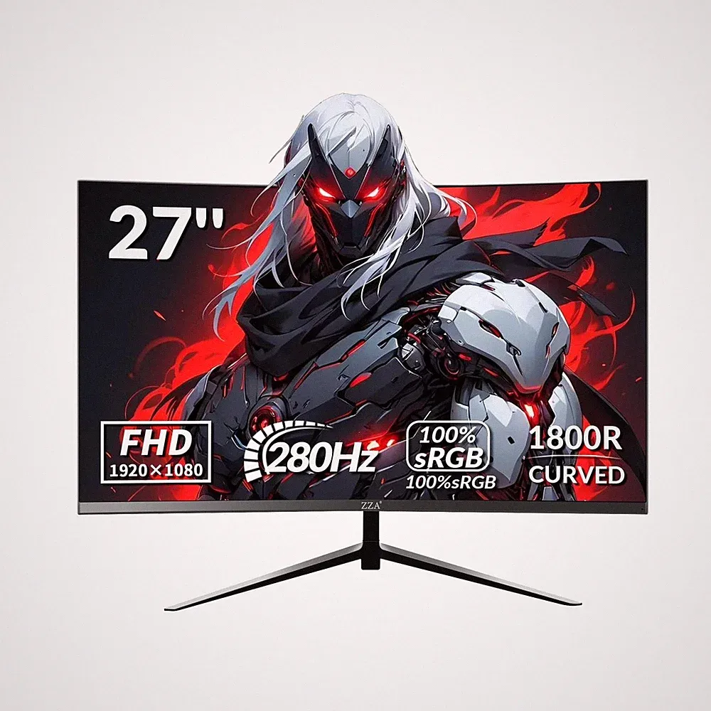 ZZA 27" Curved Gaming Monitor, 280Hz Refresh Rate, FHD 1920x1080p, 1800R VA P...