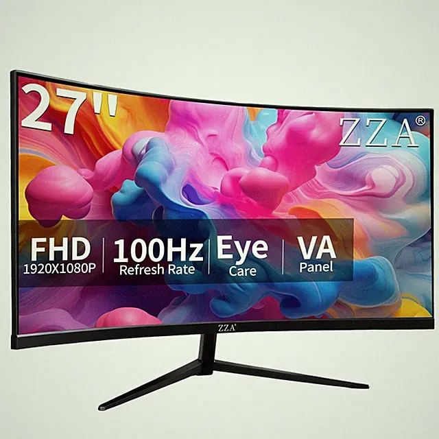 ZZA 27 inch 100Hz Curved Monitor with 1K 1920x1080 Computer Screen 27 inch FH...